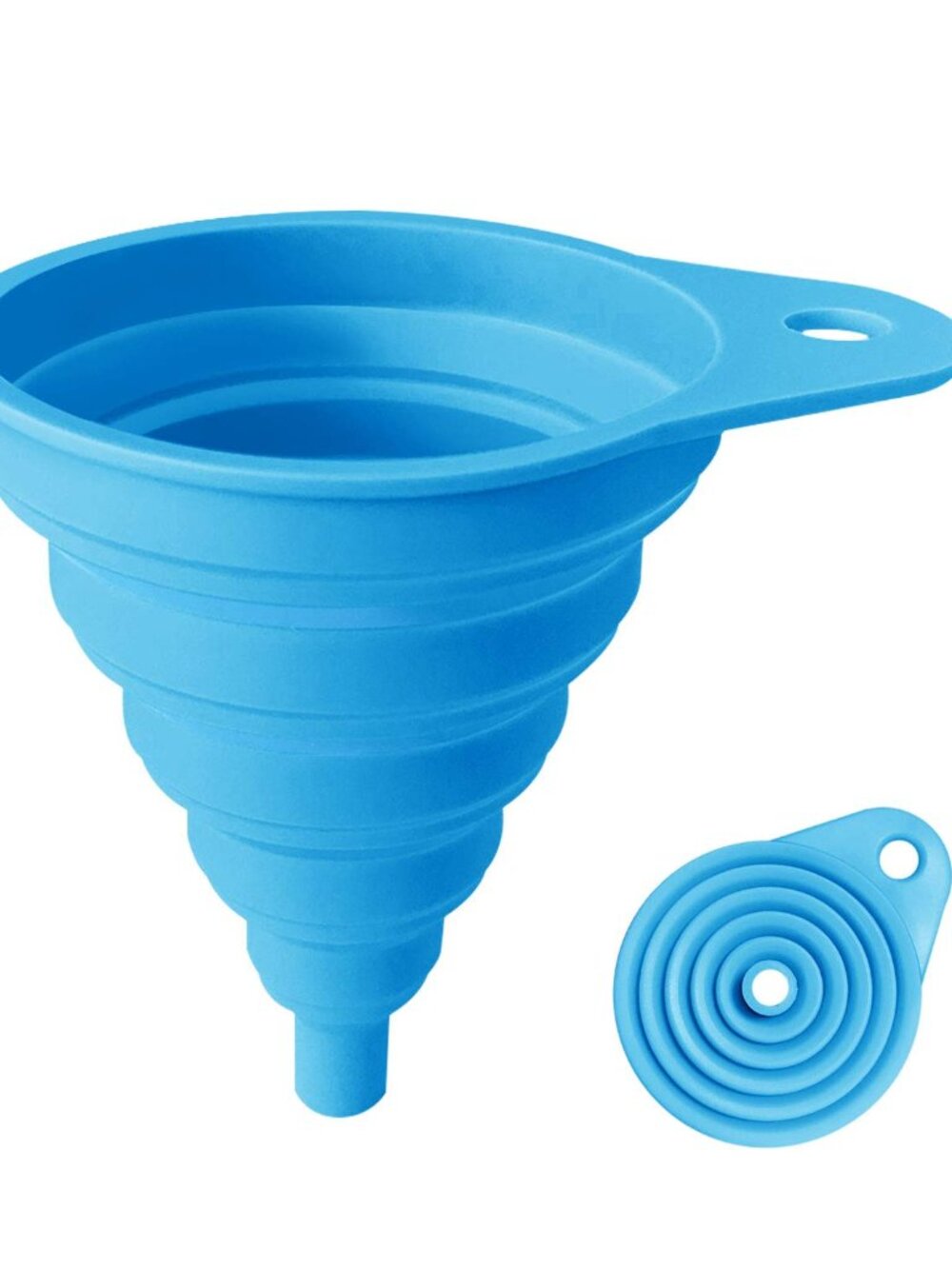 Funnels for Kitchen Use, Food Grade Silicone Collapsible Kitchen Funnel Blue